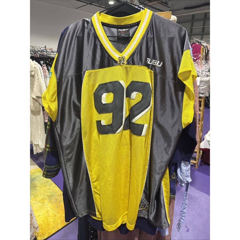 Vintage FUBU 1992 All Stars 90's Hip Hop Yellow Gray Jersey Men's XXL
